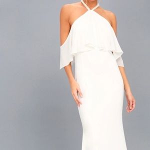 Lulu's white pearl off the shoulder maxi